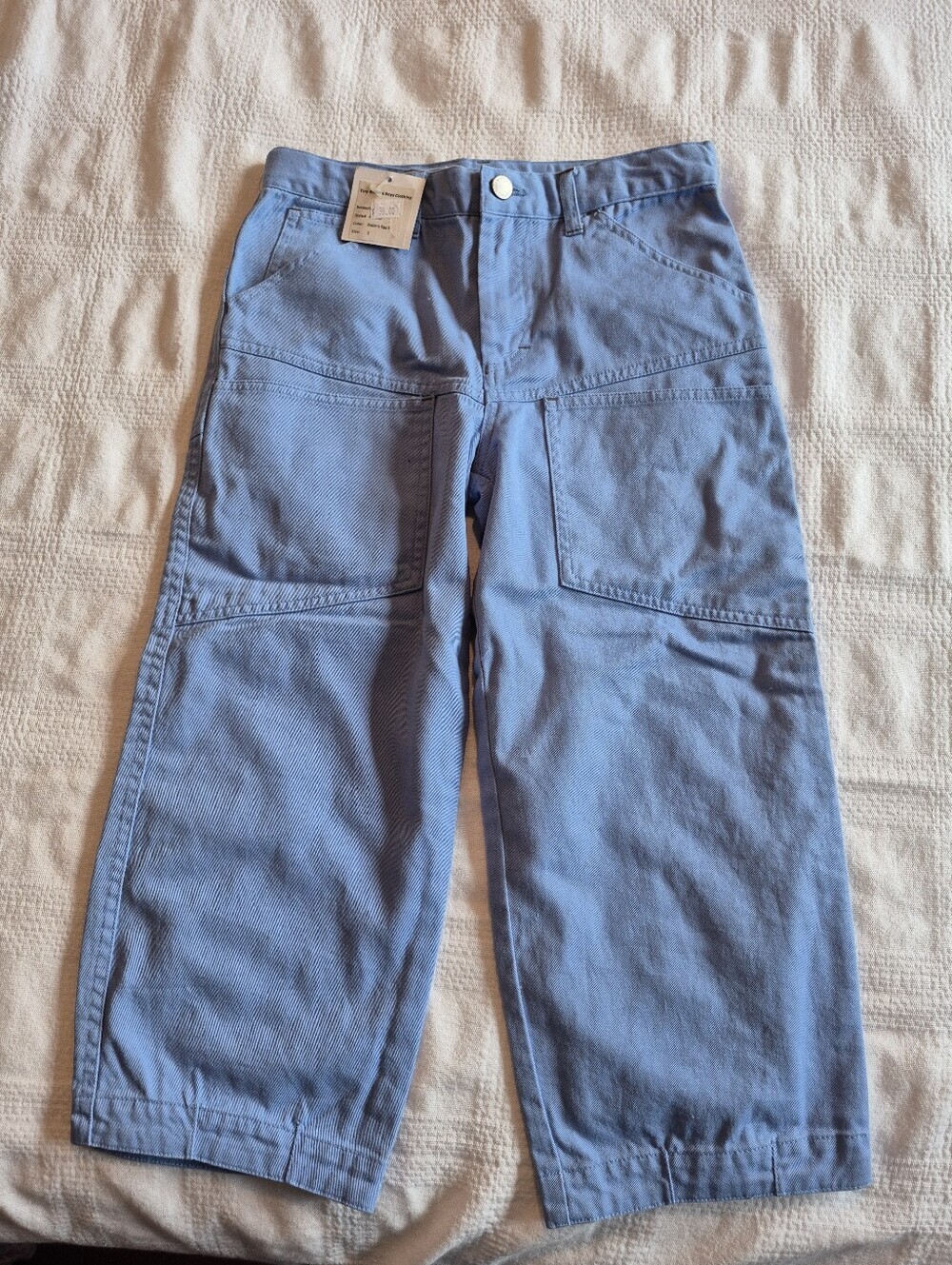 Tiny Bubba's boys size 5 Robins egg blue twill chino, adjustable waist NWT